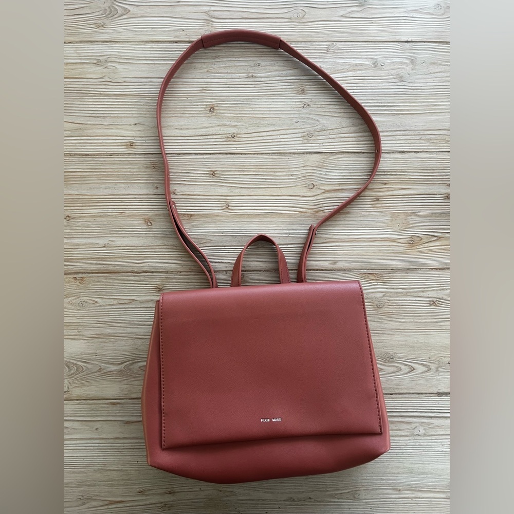 Pixie Mood Vegan Leather Backpack Crossbody Terracotta Pink Convertible